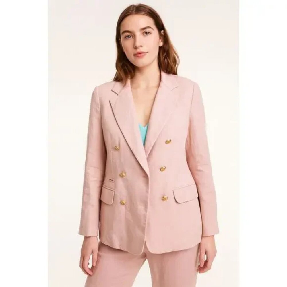 J. Crew Stretch Linen Bristol Blazer Pale Pink Women's Size 0